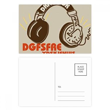 Imagem de Conjunto de cartões postais Brown Headset Rock Music Crazy Birthday Mailing Cartão de agradecimento