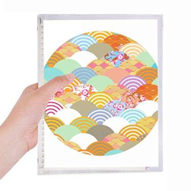 Imagem de Caderno Japão, folhas soltas com estampa de flores quadradas geométricas, diário recarregável, papelaria