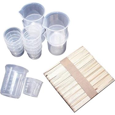 Imagem de Funshowcase Misture copos de medição e palitos de agitação, para fundição de resina epóxi, projeto de artesanato ou assar