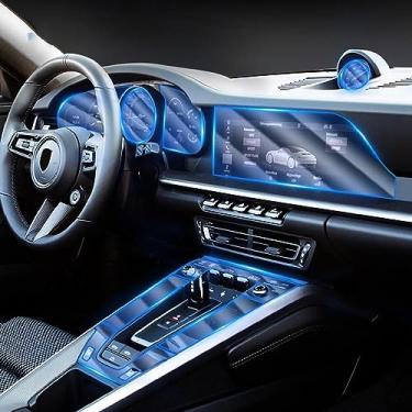 Imagem de LAVIYE carro Interior navegador GPS console central invisível TPU película protetora Anti-scratch filme, para Porsche 911 Carrera 2019-2023