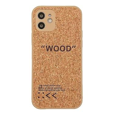 Imagem de Capa de telefone macia com etiqueta de grão de cortiça para iPhone 14 13 12 11 Pro Max XR X XS 7 8 14Plus Compressa de madeira serragem capa respirável, M5, para iPhone 14 Pro