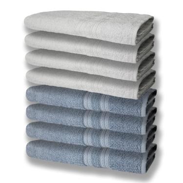 Imagem de 8 Toalhas Grande E Grossa Azul e Branco