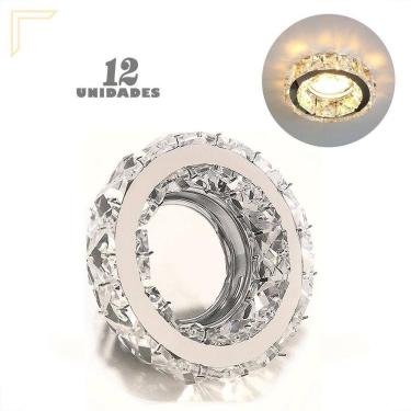 Imagem de 12 Spot Redondo Cristal Embutir K9 Inox Mr16 Quarto Lup70