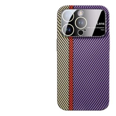 Imagem de Capa de fibra de carbono para iphone 14plus 11 12 13 14 pro max, janela grande, proteção de câmera de vidro, capa dura fosca, t7, para iphone 14promax