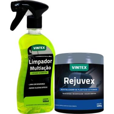 Imagem de kit Restaurador e Revitalizador De Plasticos Rejuvex + Limpador Apc Multiação 500 ml Vintex