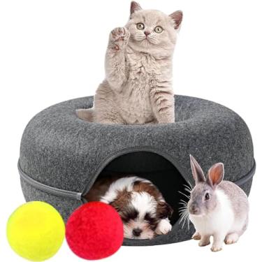 Imagem de Cama de donut de túnel de gato, túnel de gato de 20 polegadas, esconderijo interno para gatos, cama de gato de donut, universal para todas as estações, condomínio de gatos e caverna de gatos /195