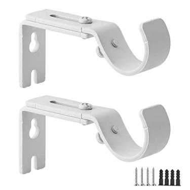 Imagem de AddGrace Suporte de varão de cortina ajustável para varão de cortina de até 2,5 cm, suportes premium resistentes para parede, conjunto de 2 brancos