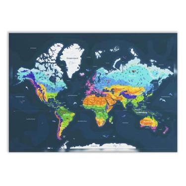 Imagem de Placa Decorativa A2 Mapa Mundi Colorido Escola Decoração Poster Poster