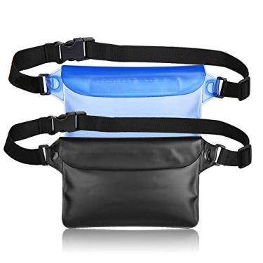 Imagem de Pacote com 2 unidades à prova d'água com alça ajustável na cintura, bolsa durável à prova d'água, pochete mantenha seu telefone seguro e seco, para passeios de barco, natação, praia, piscina, parque