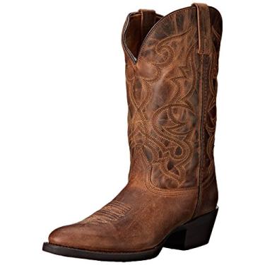 Imagem de Laredo Botas femininas casuais bordadas, bico redondo, cano médio, salto baixo, 2,5 a 5 cm - preta, Bronze envelhecido, 7 Wide