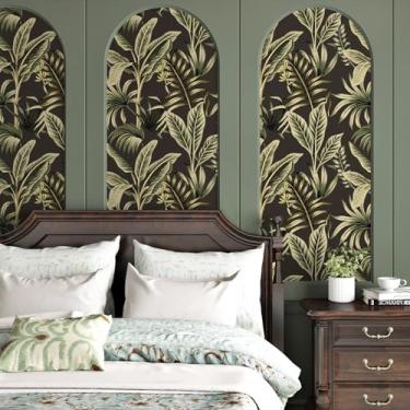 Imagem de WESTICK Papel de parede preto verde para contato floral para paredes papel de parede botânico vintage para banheiro quarto sala de estar destaque parede removível papel de parede tropical rolo 44,5 cm