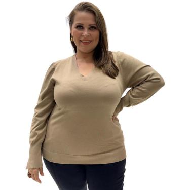 Imagem de Blusa de Lã Miose Gola V Manga Longa Plus Size Feminina-Feminino