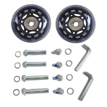 Imagem de LOTOWELZON 2 rodas de substituição de mala de bagagem, rodas de borracha de 70 mm em linha com kits de reparo de rolamentos ABEC-7 608ZZ de 8 mm (preto e transparente, OD70 x L 24 mm/2,7 polegadas x 0,94)