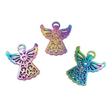 Imagem de KARMELLING Pingentes religiosos de liga multicolorida de cor AB para decoração de artesanato de joias DIY, 10 peças/conjunto 27 mm x 25 mm (1-1/40.6 cm x 2.5 cm)