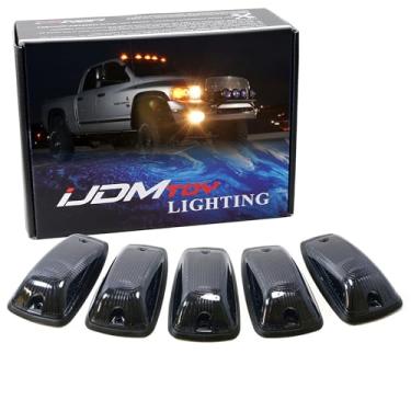 Imagem de iJDMTOY Lâmpadas de corrida de teto de cabine LED âmbar com lentes fumadas compatíveis com caminhão 4x4 SUV, 5 peças aerodinâmicas de baixo perfil conjunto de luzes de corrida para teto
