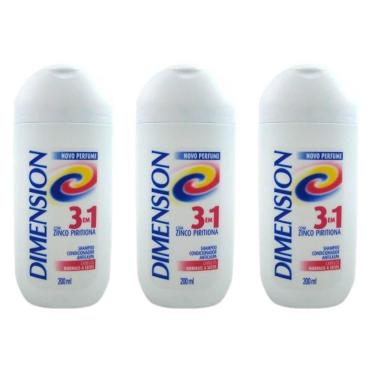Imagem de Kit Shampoo Dimension 3 em 1 Anticaspa Secos 200ml - 3 Unidades