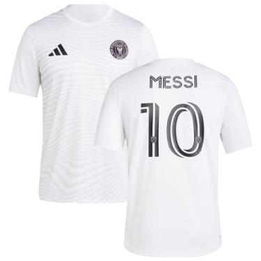 Imagem de adidas Camiseta Lionel Messi Inter Miami CF #10 Tamanho Juvenil Nome e Número Desempenho do Jogador, Branco, X-Large