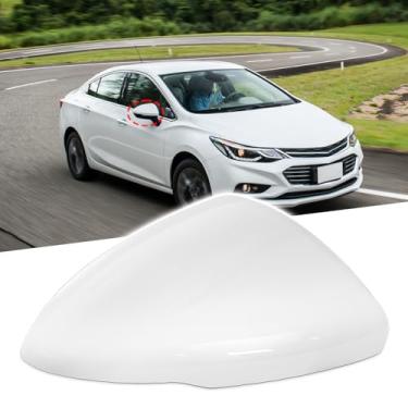 Imagem de AMSPRAC Capas de espelho lateral de porta externa, tampas de espelho retrovisor externo, tampas de espelho lateral de substituição adequadas para Chevy Chevrolet Cruze 2017-2019, branco, lado direito,
