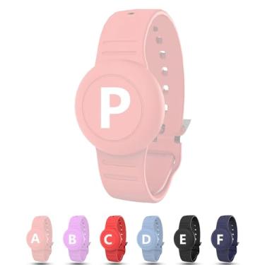 Imagem de Pulseira à prova d'água para AirTag Kids, suporte oculto com letras iniciais personalizadas compatível com Air Tag, capa de silicone para AirTag, rastreador GPS antiperda ajustável para crianças mais