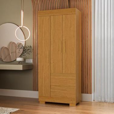 Imagem de Guarda-roupa Solteiro 75,30cm 3 Portas e 2 Gavetas Chantrieri Espresso Móveis Cinamomo