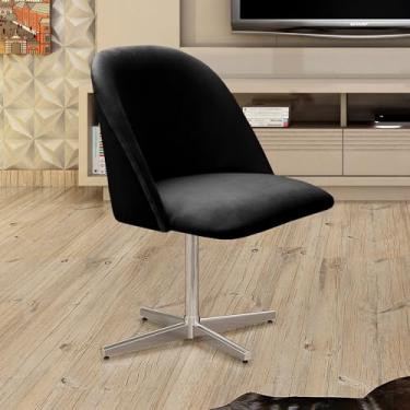 Imagem de Poltrona Decorativa Gaia Giratória Metal para Sala, Quarto, Recepção Preto