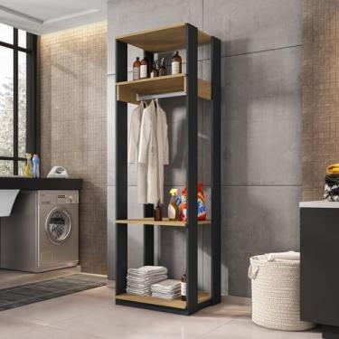 Imagem de Módulo para Closet 1 Cabideiro 3 Prateleiras Titan Espresso Móveis Preto/Freijó