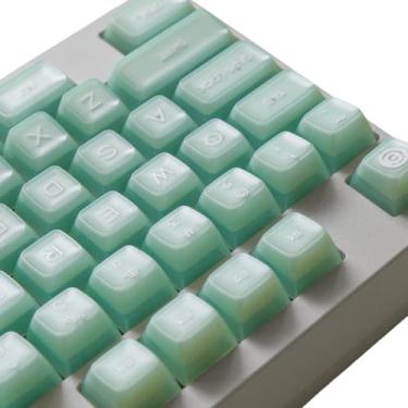 Imagem de Jade Keycaps 160 teclas Double Shot PBT Perfil RSA translúcido brilho através de teclas conjunto de teclas personalizadas com split/7U barra de espaço para teclado mecânico Alice/