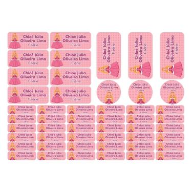 Imagem de Adesivo Etiqueta Escolar Personalizado Vinil Princesa 50UN