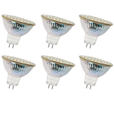 Imagem de GRV Lâmpada LED MR16 com tampa de vidro G5.3 base de dois pinos 48-2835 SMD 3W para paisagem, luzes de pista, holofotes AC12V DC12V-24V, 6000K branco frio, não regulável, pacote com 6