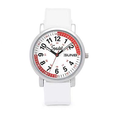 Imagem de Speidel Scrub Watch™ Pulsômetro 30 V2 Quadrado de Sombra de Pulsação Médicos Profissionais Médicos Estudantes Homens Mulheres Unissex Fácil Leitura Mostrador Militar Time Segunda Mão Pulseira de Silicone Resistente à Água, Branco, Scrub 30V2