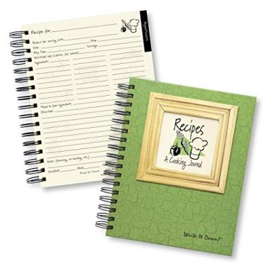 Imagem de Journals Unlimited Caderno guiado da série "Write it Down", receitas, um diário de culinária, com uma capa dura verde, feito de materiais reciclados, 19 cm x 23 cm