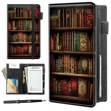 Imagem de Livros de servidor para garçonete, livro de servidor de couro com bolso com zíper, avental de garçonete, livros de verificação de convidados para servidores, apresentadores de cheques para