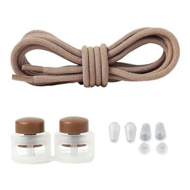 Imagem de Elastic Laces Sneakers Round Rubber Bands No Tie Shoelaces Unisex Basketball Shoe Laces Children Free Tie Shoestrings(Khaki)