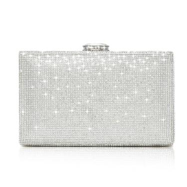 Imagem de CARIEDO Bolsa de mão feminina brilhante elegante com glitter para noite bolsa de mão para noite, dança, casamento, formatura, noiva, Prata 202315, Small to Medium, Elegante