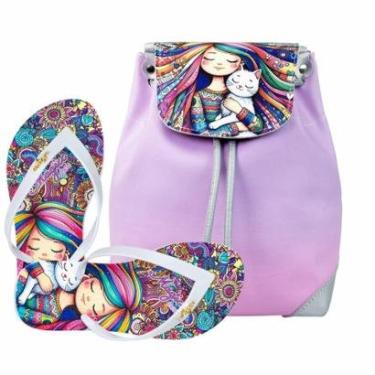 Imagem de Kit Bolsa Infantil Chinelo Juvenil Rosa Magicc Bolsas-Feminino