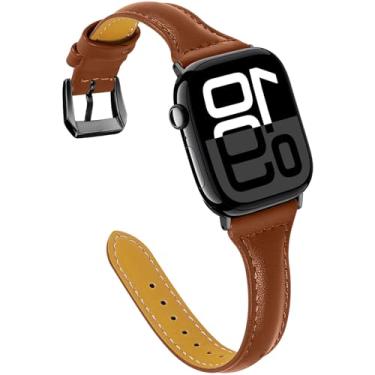 Imagem de OULUCCI Pulseiras de couro femininas compatíveis com Apple Watch Ultra, SE SE2 séries 11, 10, 9, 8, 7, 6, 5, 4, 3, 2 e 1 de 38 mm, 40 mm, 41 mm, 42 mm, 44 mm, 45 mm, 46 mm, 4, 3, 2 e 1