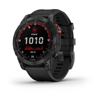 Imagem de Monitor Cardíaco de Pulso com GPS Garmin Fenix 7 Solar Cinza c/pulseira Preta EMEA/AUS/AFR/SAM