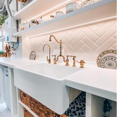 Imagem de Cuba Farm Sink Cozinha 55cm Branco Akkor Estilo Fazenda