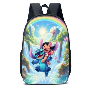 Imagem de MOCHILA ESCOLA INFANTIL JUVENIL ANIME STITCH E MOANA BRINCANDO NA ÁGUA-Unissex