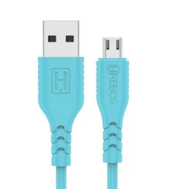 Imagem de Cabo Turbo Colorido Reforçado 1M Micro USB V8 - HREBOS, AZUL