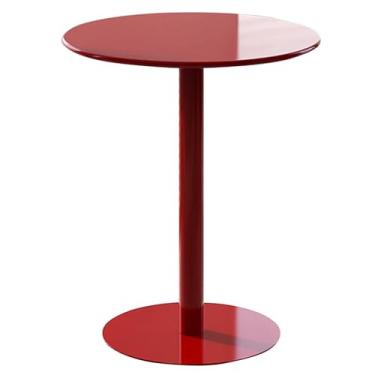 Imagem de Mesa de bar alta mesa de bistrô vermelha redonda mesa de bar de coquetel com base de metal, mesa alta de pub bistrô para sala de jantar interna e externa sala de estar, mesa de bar de topo alto