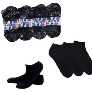 Imagem de Kit 10 Par Meia cano curto Soquete Algodão Unissex Preta inverno Sport