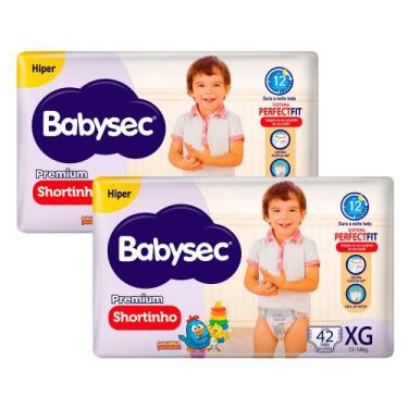 Imagem de Kit 2 Fralda Shortinho Babysec Premium Tamanho XG com 42 Fraldas Desca