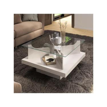 Imagem de Mesa de Centro com Tampo de Vidro Clear Artely, Off White