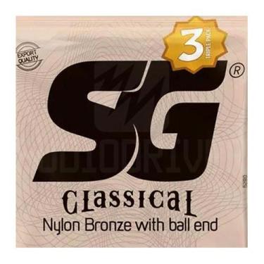 Imagem de Kit 3 Encordoamento Violão Nylon Bronze 65/35 Prateado Tensão Média - 