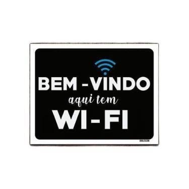 Imagem de Kit 3 Placas Decorativa - Bem Vindo Aqui Tem Wi-Fi - Sinalizo