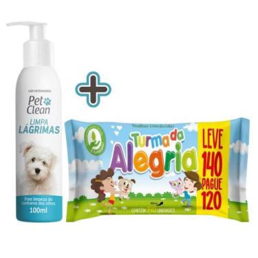 Imagem de Kit Pet Limpo com 1 Limpa Lágrimas Pet Clean 100ml + 1 Lenço Umedecido