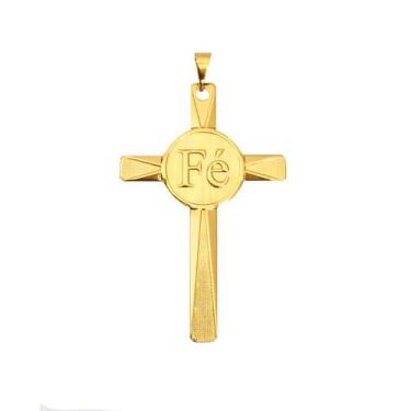 Imagem de Pingente Dourado Masculino Cruz Crucifixo Fé Banhado a Ouro 18k - Dini