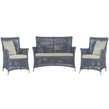 Imagem de Jogo Sofá e 2 Poltronas de Área Igapó Alumínio Pintura Fendi Corda Náu