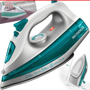 Imagem de Ferro De Passar Roupa Mondial A Vapor 1200w FVN01G Antiaderente CERAMIC  BRANCO/VERDE